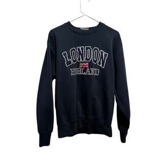 Zone One London England Men's Size Med Embroidered Crewneck Sweatshirt Blue